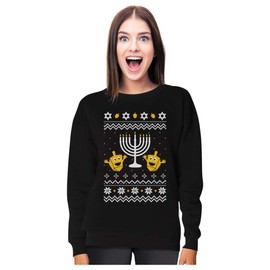 Tstars Ugly Hanukkah Sweatshirt for Women Teen Girls Tacky Chanukah Christmas Jewish Holiday Sweatshirts X-Large Black