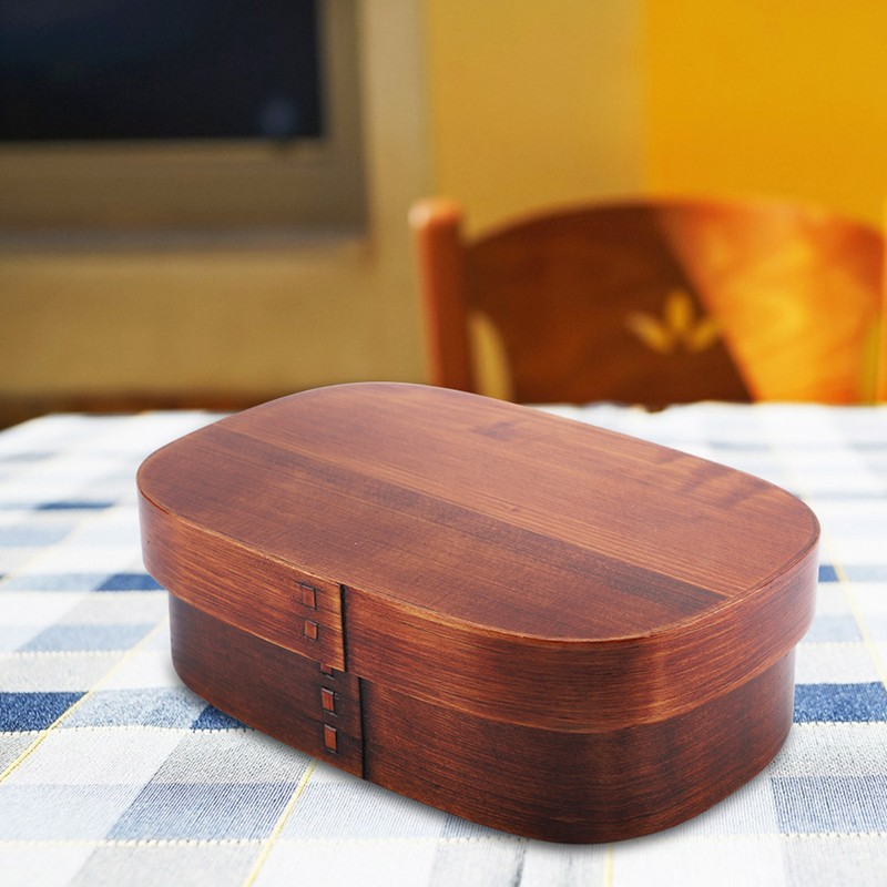 Vintage Natural Wooden Lunch Containers Box Wood Bento Boxes 18*12*5.5cm