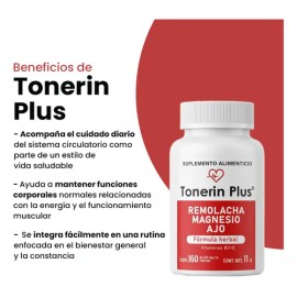 Tonerin Plus Remolacha Magnesio Ajo Formula Herbal 160