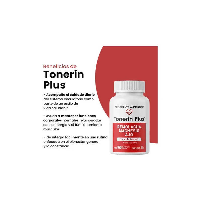 Tonerin Plus Remolacha Magnesio Ajo Formula Herbal 160