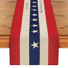 Patriotic 4th of July Table Runner: 13x72 in Vintage America 250 Anniversary USA Flag Table Decorations, Since 1776 Memorial Day 4th of July Decor Indoor Outdoor Backyard BBQ Party Supplies