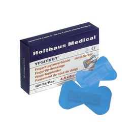 Holthaus Medical YPSITECT® Fingertip Bandage, Fingertip Plasters, Detectable, Waterproof, 4.5 x 8 cm, Pack of 50