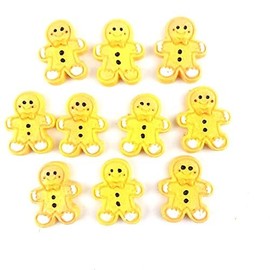 Heyiwell 10PC Resin Flatback Christmas Gingerbread Man Embellishment for Scrapbooking Party Home Decorations DIY Craft Making Charms 25X30X5mm