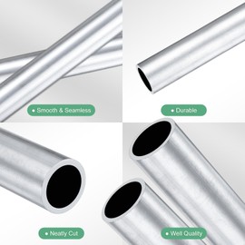 M METERXITY 2 Pack 250mm 6063 Aluminum Round Tube 15mm ID 19mm OD Seamless Aluminum Tubing for Construction, Processing, DIY Craft Metal Straight Pipe [0.59x0.75x9.8IN]