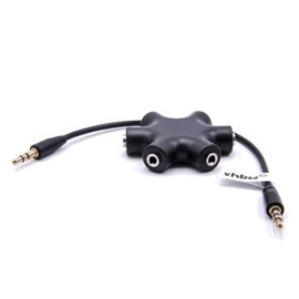 vhbw Audio Splitter 5-Way AUX Jack Splitter Black Compatible with Headphones, Boxes, Tablet