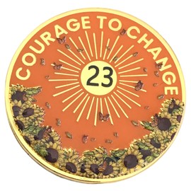 23 Year Orange Sunflower Al-Anon, AA, NA, Medallion, Chip, Token