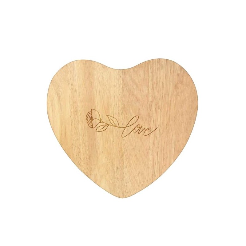 'Rose Love Text' Wooden Heart Shaped Chopping/Cutting Board (WB00085098)