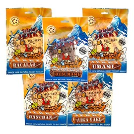 CANTINA STAR Deluxe Tapas Set | Seafood Jerky (Dried Fish & Calamari) | Bacalao, Umami, Ika Yaki, Banchan, Otsumami | 2.8oz - 5 Count