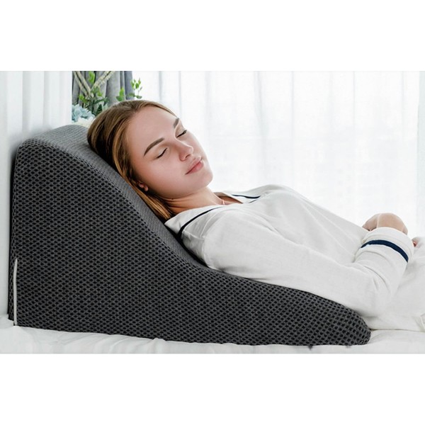 AngQi Bed Wedge Pillow with Removable Cover - Incline Cushion for Anti Snoring, Heartburn, Reading, Lower and Upper Back Pain - Sleeping Reading Pillow
