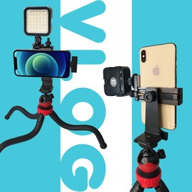 Kingbest clip lav mic vlogging Kit,(Flexible Tripod, Necktie Clip Mic, vlog Light, Phone Holder with Hot Shoe), Perfect for Kids, Vlogger Video Recording Fitness Yoga Tiktok/Zoom