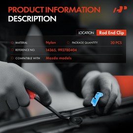 A-Premium 30PCS Nylon Left Side Door Lock Rod End Clip Retainer Fastener Compatible with Mazda Models - For 6mm Hole