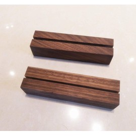 5PCS Walnut Wood Stand,Retail Signage Holder,Place Card, Business Card Holder,Rustic Acrylic Sign Holders (3mm)