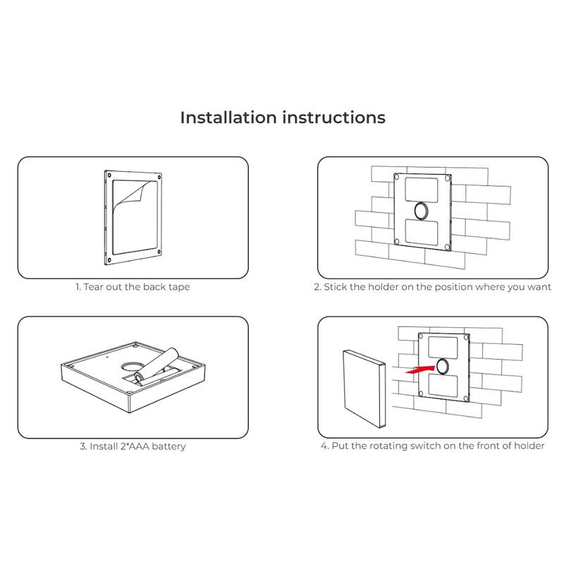 B4 4-Zone Panel Remote RGB+CCT Battery Powered Free Installation Without