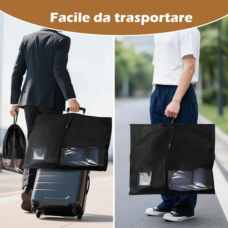 Sacco appendiabiti da uomo, 100 x 60 cm, 2 custodie
