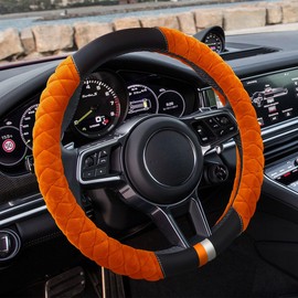 Cxtiy Universal Car Steering Wheel Cover Fluffy Winter Plush Steering Wheel Cover (A-Orange)