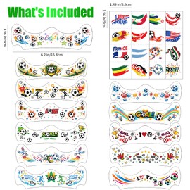 28 Pcs Soccer Glitter Freckles Face Tattoos – Waterproof Face Stickers for Game Day, Soccer Party Supplies, Sports Fan Makeup