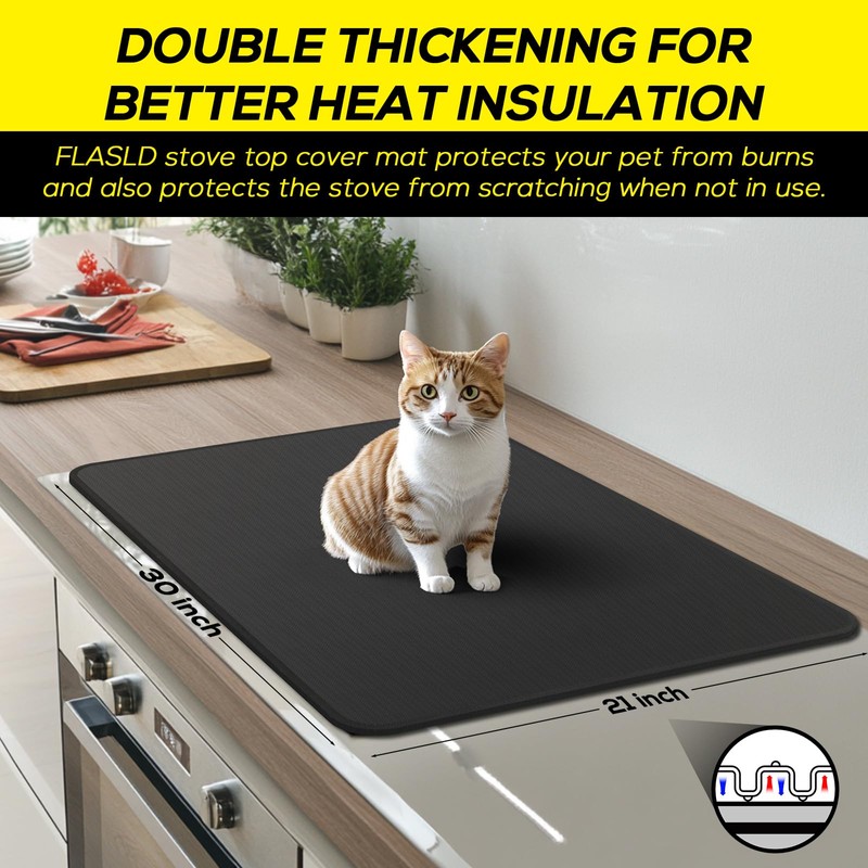 FLASLD Fireproof Electric Stove Top Cover, Heavy Duty Double 29.5×21