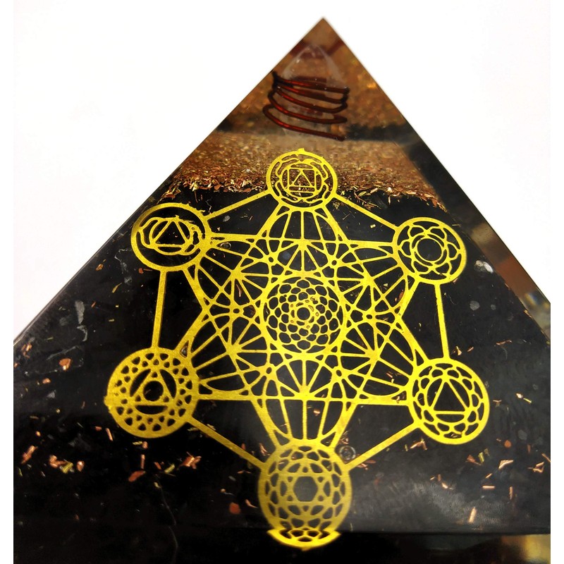 NewAgeHealings Shungite Crystal Orgonite Pyramids with 7 Chakra Metatron Cube