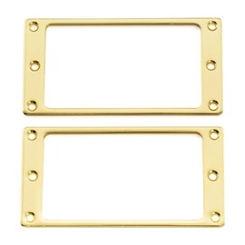 Musiclily Basic Steel Flat Bottom Humbucker Pickup Mounting Rings Set for PRS/Epi Style Electric Guitar, Gold (Set of 2)