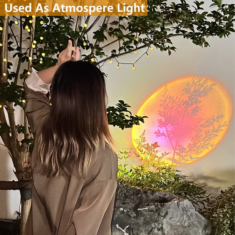 GOODFOEVER Solar Rock Lights(2pcs) Sunset Projection Lights Atmosphere Night Light