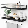 Forbena Black Floating Shelves for Bathroom Wall Set of 2,