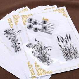 VGOL 8 Sheets Clear Stamps Dandelion Plum Blossom Orchid Reed 4 Patterns Decorative Plant Design Stamps for Card Making and DIY Scrapbooking