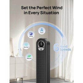 Dreo Smart Tower Fan WiFi Voice Control, Works with Alexa/Google, Cruiser Pro T1S Floor Standing Bladeless Oscillating Fan with Remote, 6 Speeds, 4 Modes, 12H Timer, for Indoor Bedroom Home Office