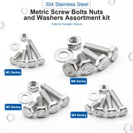 NINDEJIN 552PCS M3 M4 M5 M6 Hex Head Bolts and Nuts Set, 304 Stainless Steel External Hexagonal Bolts Set with Nuts and Washers, Heavy Duty Hex Head Cap Bolts and Nuts Kit with Storage Box