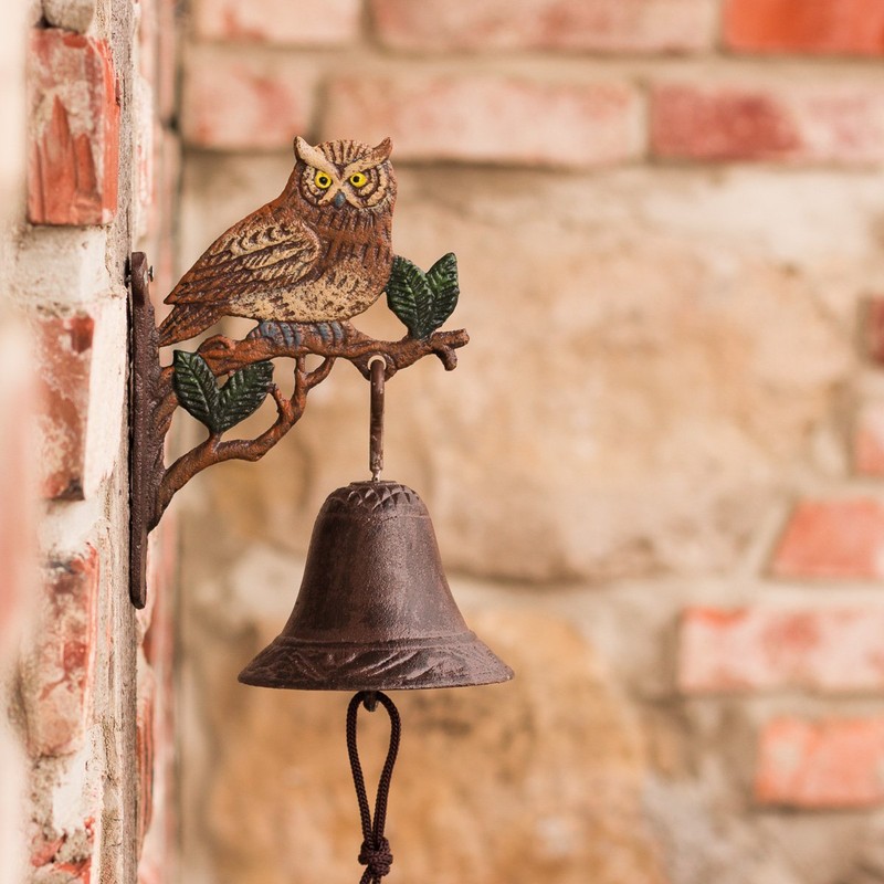 Antikas - Door bell with owl for garden and yard,