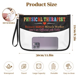 Physical Therapist Gifts for Women Physical Therapy Makeup Bag Physical Therapist Appreciation Gift Thanksgiving Christmas Birthday Gifts for PT Coworker Doctor Thank You Gift Clear Cosmetic Bag Pouch