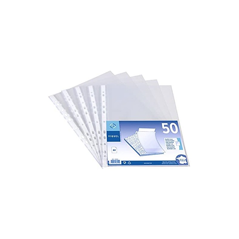 Viquel A4 Polypropylene Punched Pockets (Pack of 50