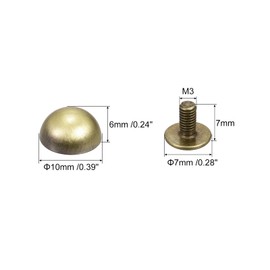 sourcing map 20 Sets 10 x 6 mm Rivets with Screw Clasp, Solid Round Head Leather Rivets Bronze