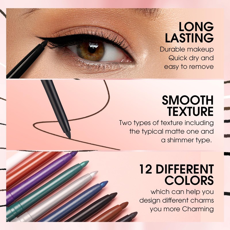 LANGMANNI 2Pcs Metal Colorful Eyeliner Pencil Set - Matte &