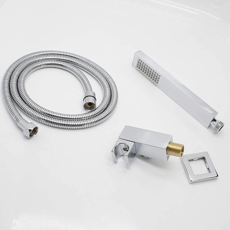ENGA Square Solid Brass Hand Held Wand Shower Head with
