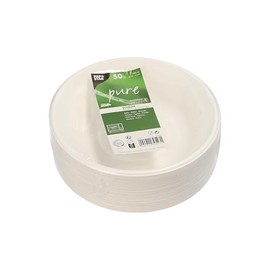 50 Bowls Sugar Cane Pure 680 ml Diameter 19 cm 4 cm White