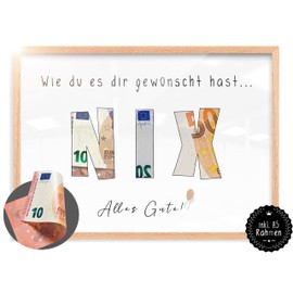myDreamwork Includes Wooden Frame | Money Gift | Nothing Gift - Wish Fulfiller | Exclusive Money Gifts, Birthday Gifts for Kitchen, Women, Men Funny - DIN A5
