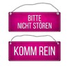 Pink Reversible Sign with Cord "Bitte nicht stören - Komm