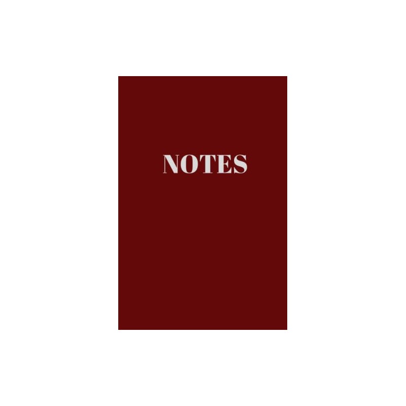 NOTES: Deep Red Notebook with Light Grey Lettering (9x6 Inches,