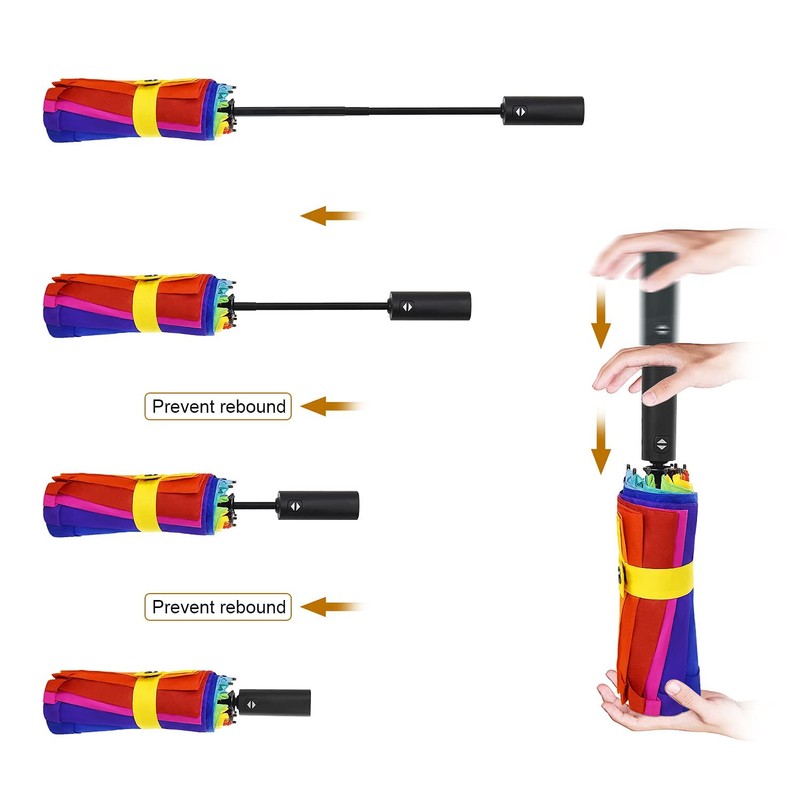 Lejorain Large Golf Umbrella Rainbow - Oversized 54inch Double Layer