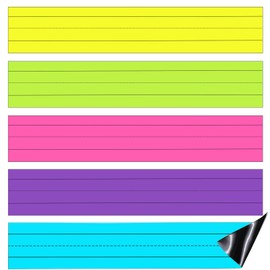 5 Pack Magnetic Sentence Strips, 24 x 3 Inch, Magnetic Dry Erase Sentence Strips, Lined Magnetic Strips, Reusable Learning Tool for Whiteboard Learning Teacher(Multi Color)