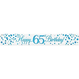 Oaktree 625891 9ft Banner 65th Sparkling Fizz Birthday Blue Holographic