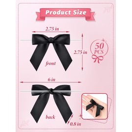 MERDTTES 50Pcs Small Black Bows 2.75 Inch Cute Mini Bow for Wedding Decorations, Gift Wrapping, Birthday Parties & Valentine's Day