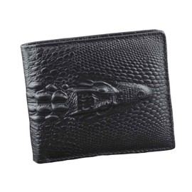 Crocodile Alligator Head Real Leather Men Bifold Slim Coin bill Wallet Purse