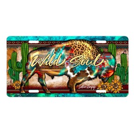 Vanity Decorative Western Aluminum Front License Plate (Wild Soul Buffalo)