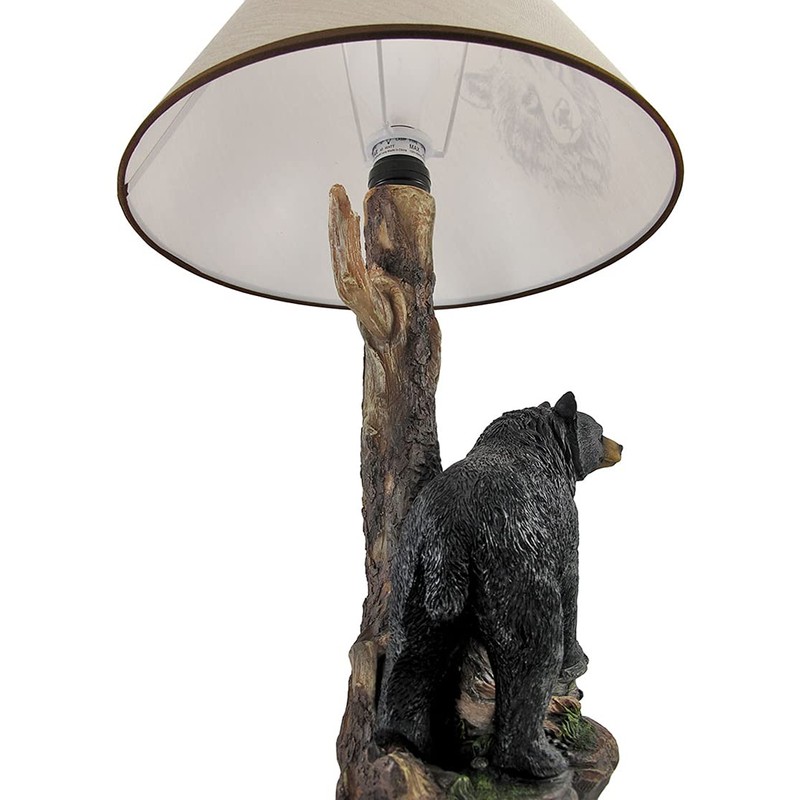 Zeckos Black Bear and Tree Table Lamp with Shade 20