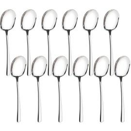Extra Large Serving Spoons Set of 12, 11.4 inch Foodgrade 18/8 Stainless Steel Serving Spoons for Buffet, Silverware Set, Serving Utensils for Catering, Dishwasher Safe, Mirror Polished