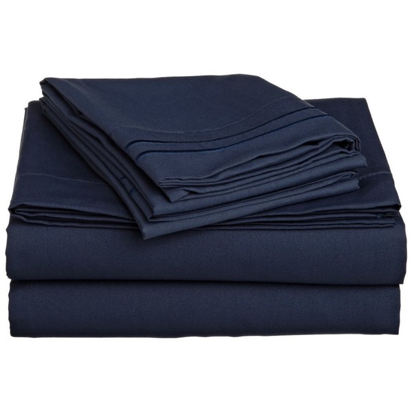 Elegant Comfort 1500 Thread Count Egyptian Quality 4-Piece Bed Sheet Sets, Queen, Deep Pockets, Navy