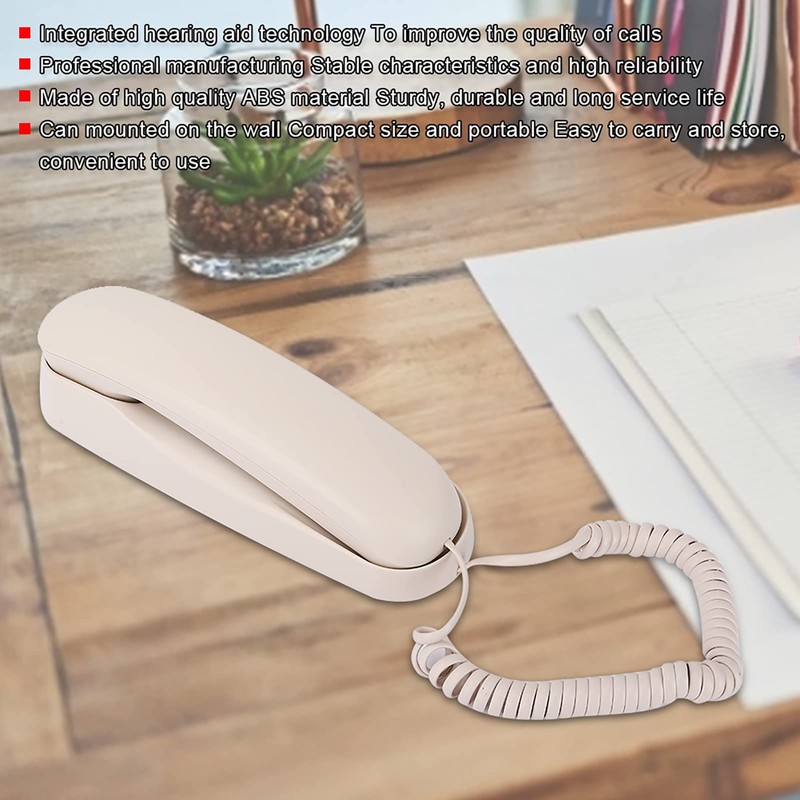 Wall Telephone, TC990 Wired Landline Telephone Beige Table Mount Wall