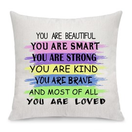 Inspirational Throw Pillowcase Gifts Friends Cushion Cover Gifts Inspirational Quotes Throw Pillow Covers for Women Girls Reminder Gift Best Friend Birthday Christmas Graduation Gifts (Beautiful)