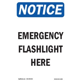 OSHA Notice Signs - Emergency Flashlight Here | 10 Pack of Decals | Protect Your Business, Construction Site, Warehouse & Shop Area | Made in The USA